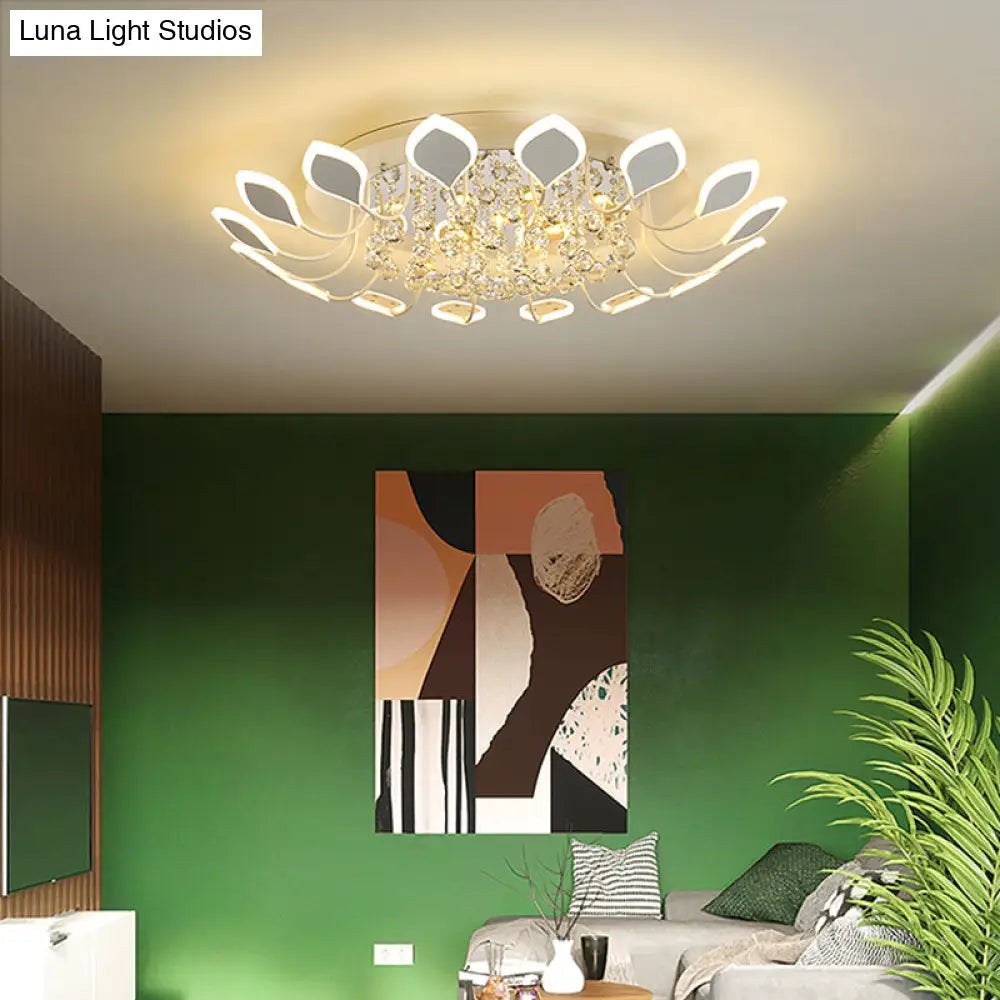 Leaf Acrylic Shade Sputnik Flush Mount Ceiling Light - Modern 8/10/12 Lights White/Black Bedroom