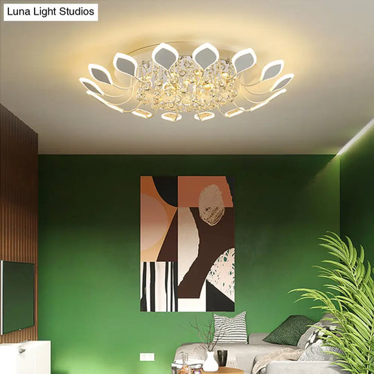 Leaf Acrylic Shade Sputnik Flush Mount Ceiling Light - Modern 8/10/12 Lights White/Black Bedroom