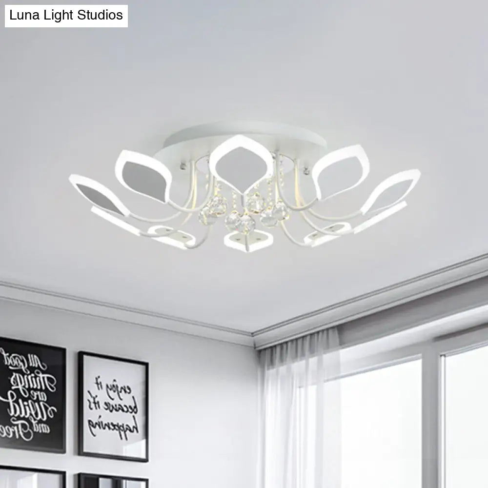 Leaf Acrylic Shade Sputnik Flush Mount Ceiling Light - Modern 8/10/12 Lights White/Black Bedroom