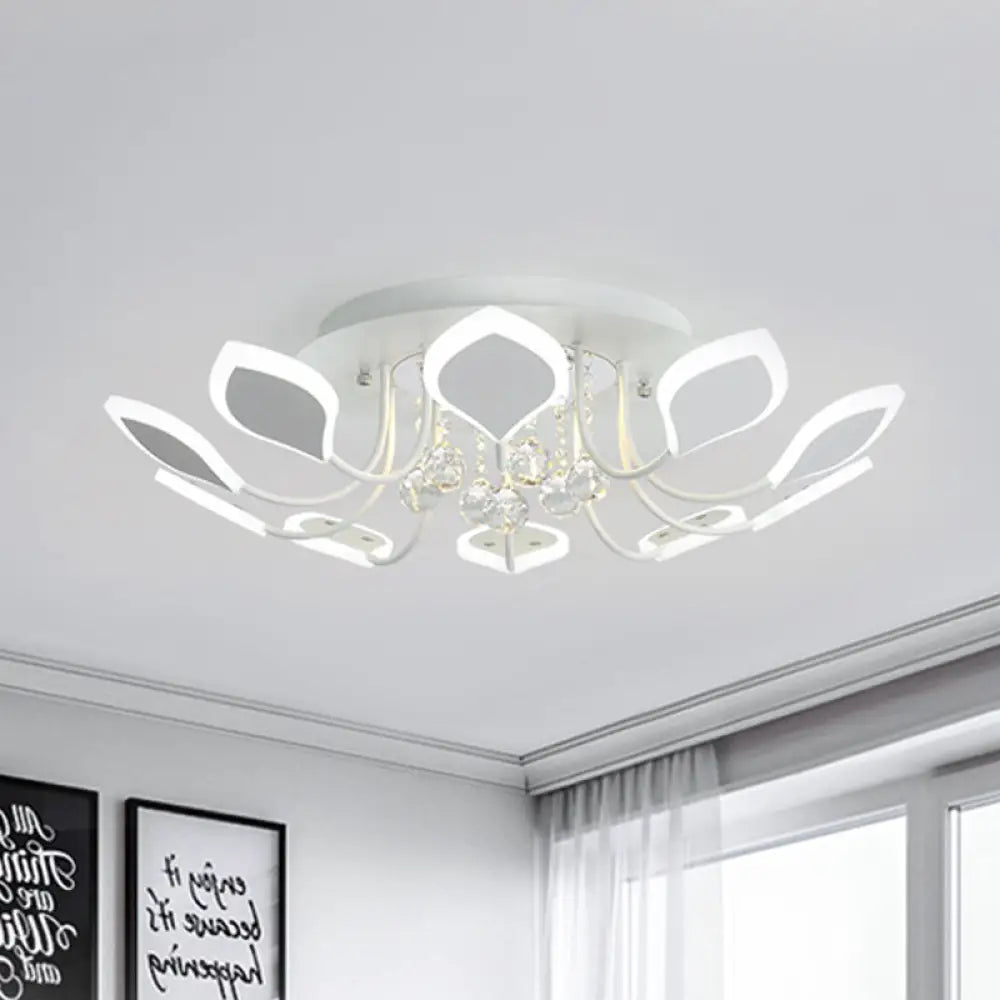 Leaf Acrylic Shade Sputnik Flush Mount Ceiling Light - Modern 8/10/12 Lights White/Black Bedroom