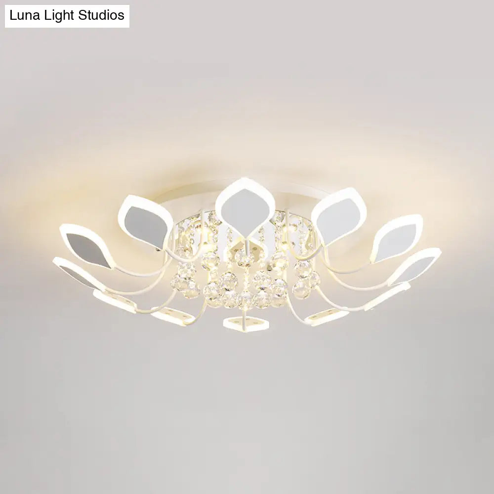 Leaf Acrylic Shade Sputnik Flush Mount Ceiling Light - Modern 8/10/12 Lights White/Black Bedroom