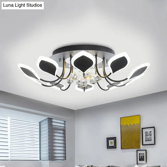 Leaf Acrylic Shade Sputnik Flush Mount Ceiling Light - Modern 8/10/12 Lights White/Black Bedroom