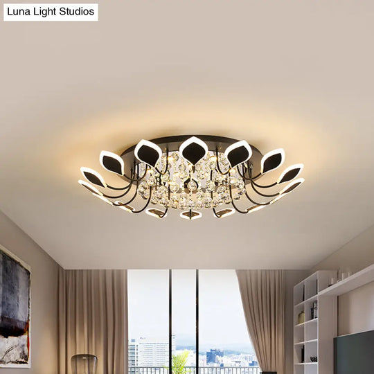 Leaf Acrylic Shade Sputnik Flush Mount Ceiling Light - Modern 8/10/12 Lights White/Black Bedroom