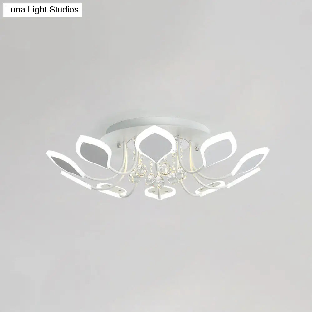 Leaf Acrylic Shade Sputnik Flush Mount Ceiling Light - Modern 8/10/12 Lights White/Black Bedroom