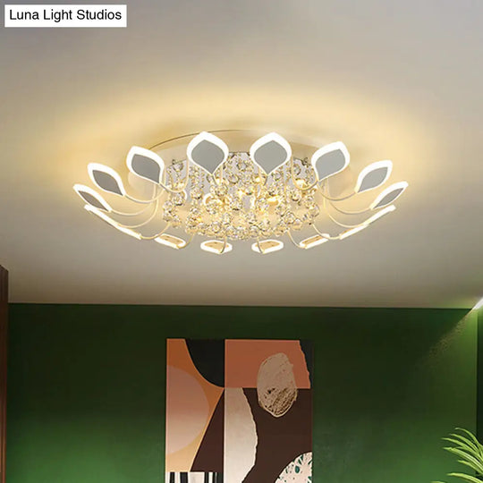 Leaf Acrylic Shade Sputnik Flush Mount Ceiling Light - Modern 8/10/12 Lights White/Black Bedroom