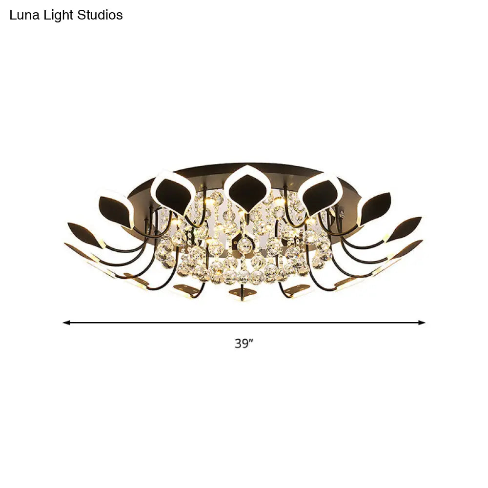 Leaf Acrylic Shade Sputnik Flush Mount Ceiling Light - Modern 8/10/12 Lights White/Black Bedroom