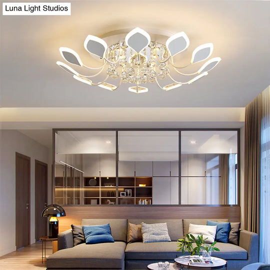 Leaf Acrylic Shade Sputnik Flush Mount Ceiling Light - Modern 8/10/12 Lights White/Black Bedroom