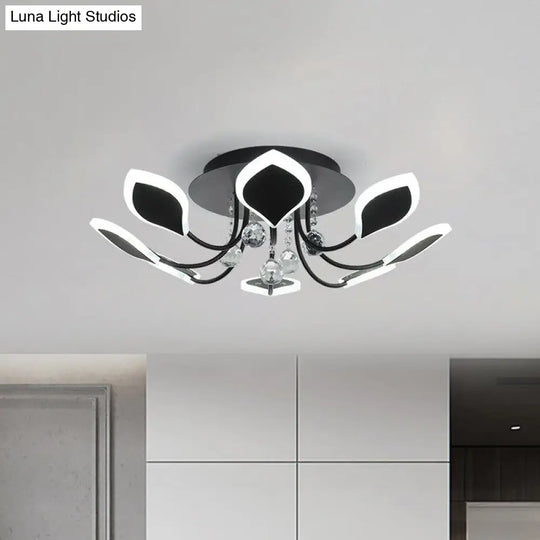 Leaf Acrylic Shade Sputnik Flush Mount Ceiling Light - Modern 8/10/12 Lights White/Black Bedroom