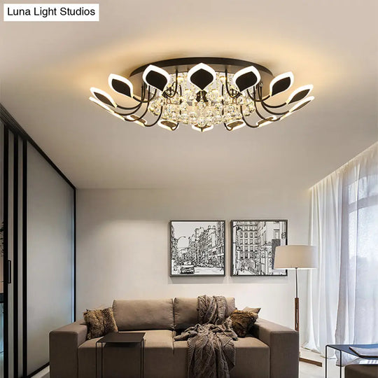 Leaf Acrylic Shade Sputnik Flush Mount Ceiling Light - Modern 8/10/12 Lights White/Black Bedroom