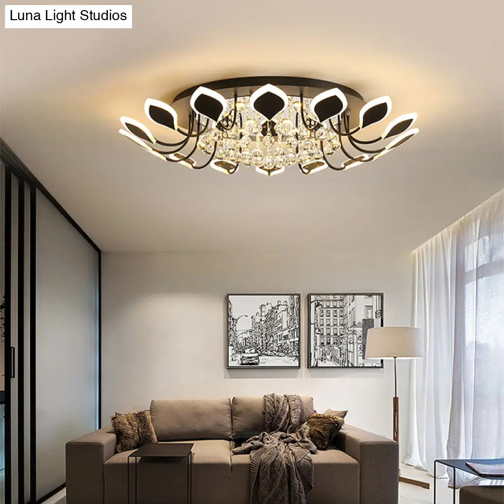 Leaf Acrylic Shade Sputnik Flush Mount Ceiling Light - Modern 8/10/12 Lights White/Black Bedroom