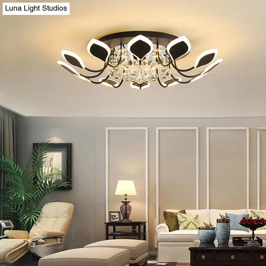 Leaf Acrylic Shade Sputnik Flush Mount Ceiling Light - Modern 8/10/12 Lights White/Black Bedroom