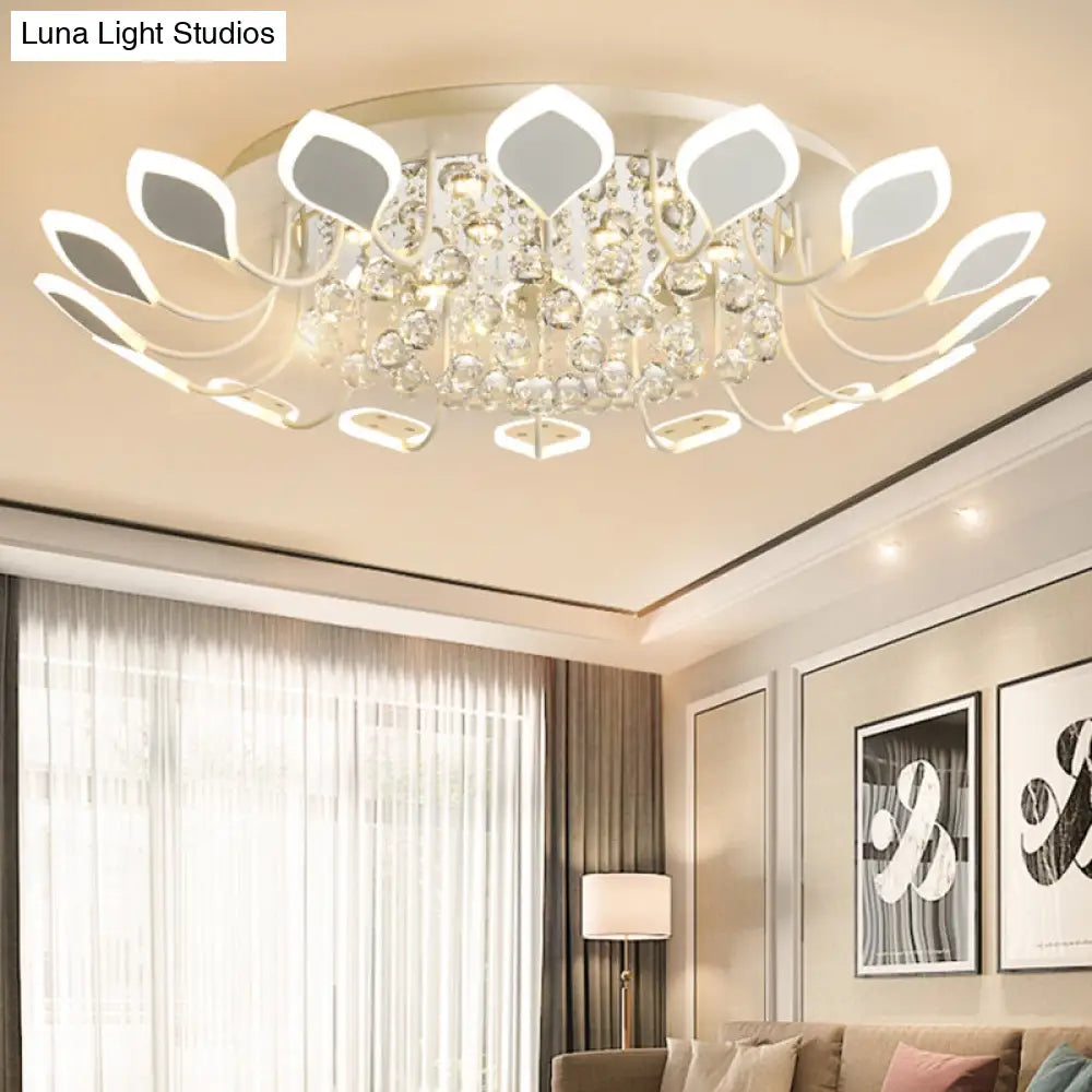 Leaf Acrylic Shade Sputnik Flush Mount Ceiling Light - Modern 8/10/12 Lights White/Black Bedroom