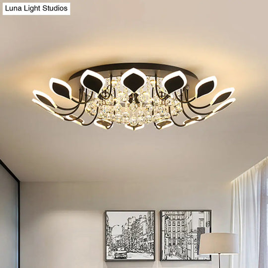 Leaf Acrylic Shade Sputnik Flush Mount Ceiling Light - Modern 8/10/12 Lights White/Black Bedroom