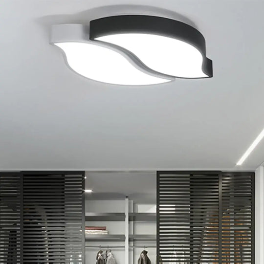 Leaf Flush Mount Light Fixture - Nordic Acrylic Ceiling In Black And White With Warm/White