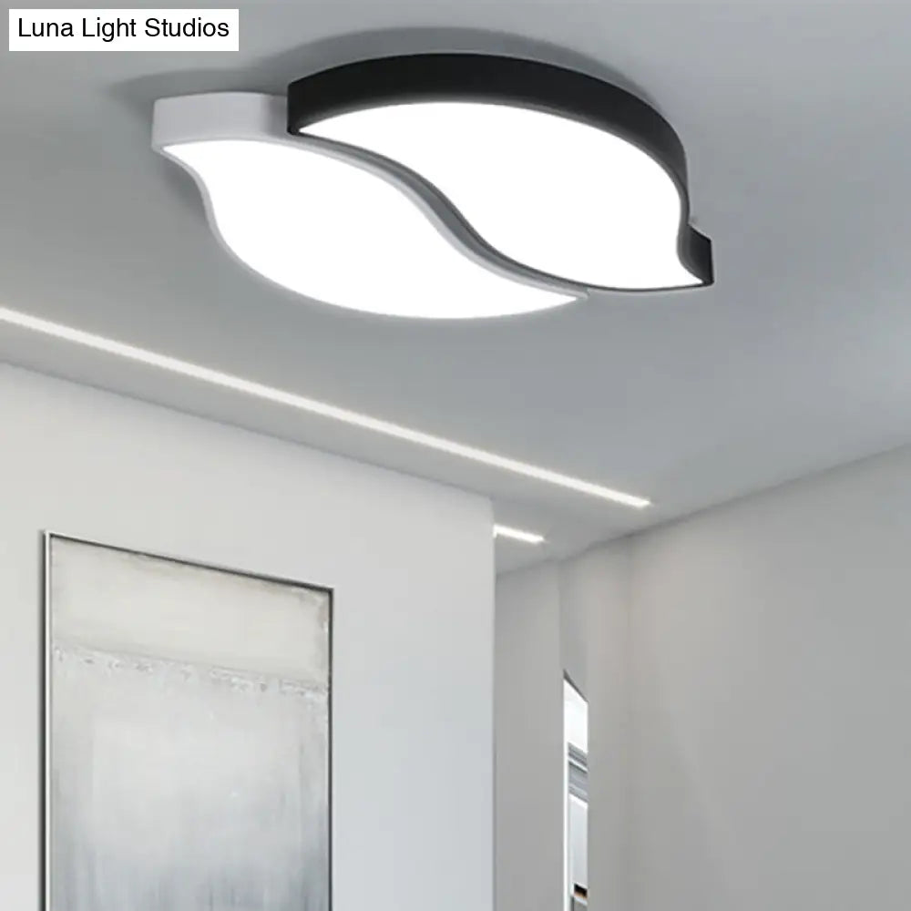 Leaf Flush Mount Light Fixture - Nordic Acrylic Ceiling In Black And White With Warm/White