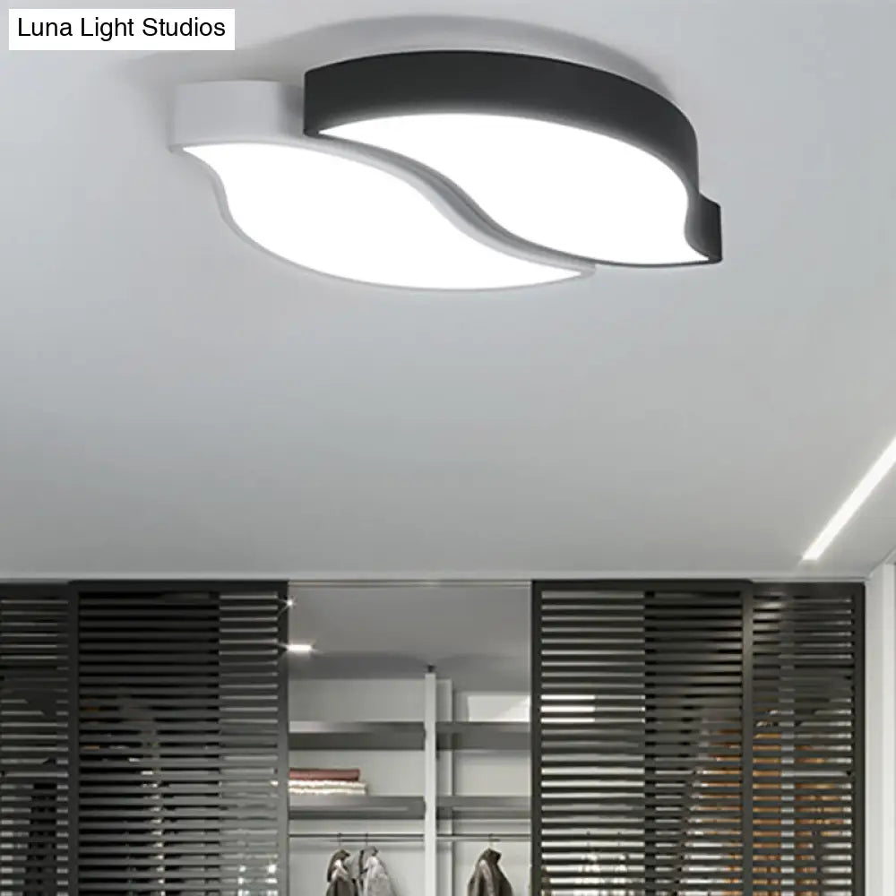 Leaf Flush Mount Light Fixture - Nordic Acrylic Ceiling In Black And White With Warm/White