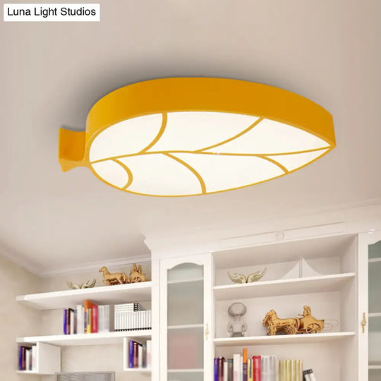 Leaf Led Flush Mount Light - Simplicity For Nursery Ceiling Yellow / Warm