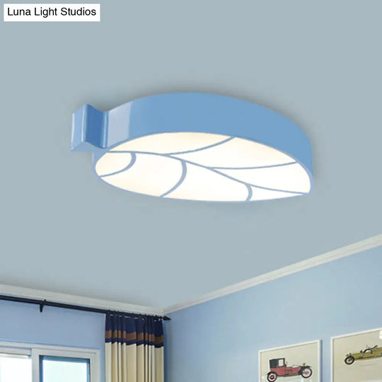 Leaf Led Flush Mount Light - Simplicity For Nursery Ceiling Blue / White