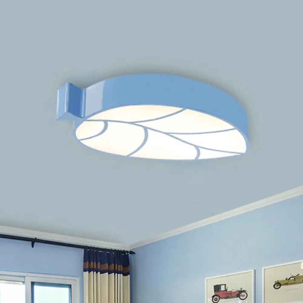 Leaf Led Flush Mount Light - Simplicity For Nursery Ceiling Blue / White