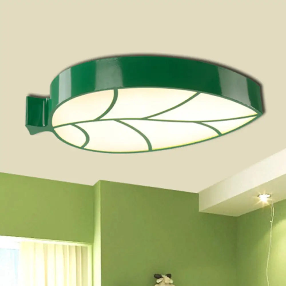 Leaf Led Flush Mount Light - Simplicity For Nursery Ceiling Green / Warm