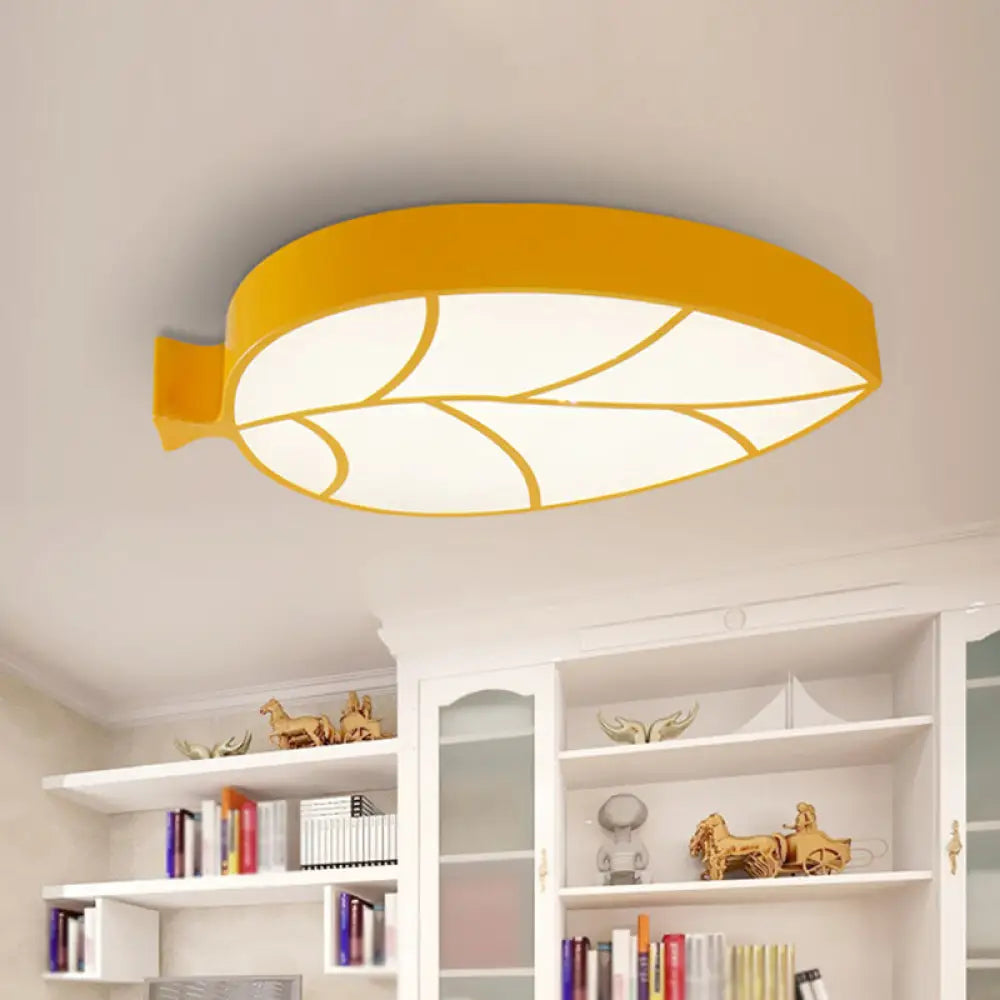 Leaf Led Flush Mount Light - Simplicity For Nursery Ceiling Yellow / Warm