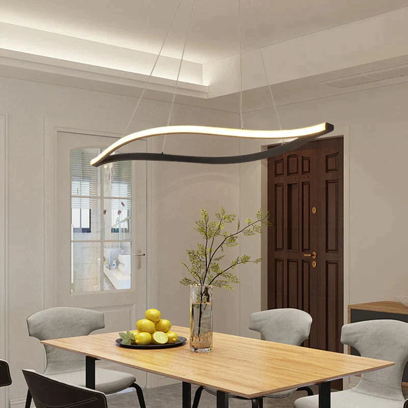 Leaf Shape Matte Black Hanging Pendant Lights For Dining Room Kitchen Home Deco White Finish Lamp