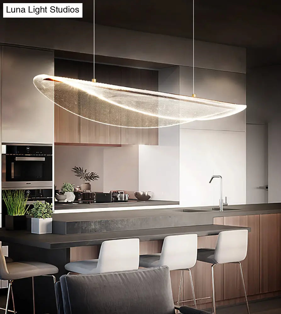 Leaf Shaped Acrylic Led Suspension Light - Natural Elegance For Dining Room