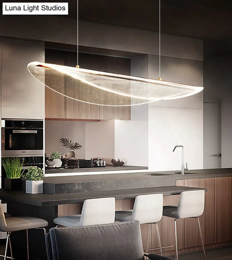 Leaf Shaped Acrylic Led Suspension Light - Natural Elegance For Dining Room