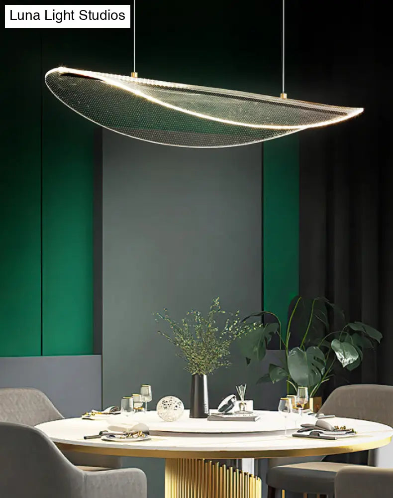 Leaf Shaped Acrylic Led Suspension Light - Natural Elegance For Dining Room