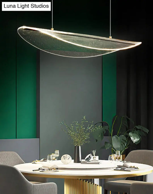 Leaf Shaped Acrylic Led Suspension Light - Natural Elegance For Dining Room