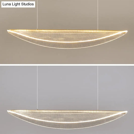 Leaf Shaped Acrylic Led Suspension Light - Natural Elegance For Dining Room