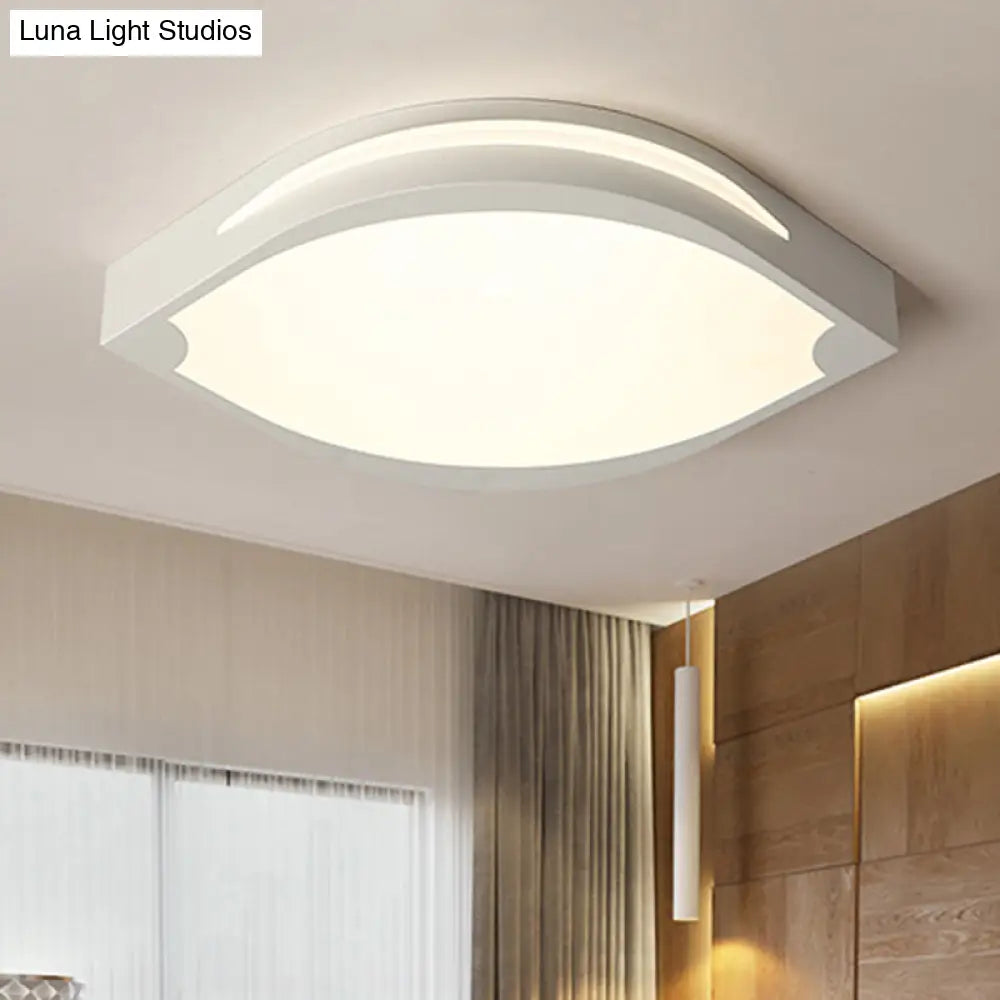 Leaf Shaped Ceiling Light - Contemporary Design Led Acrylic Flush Pendant White With Warm/White