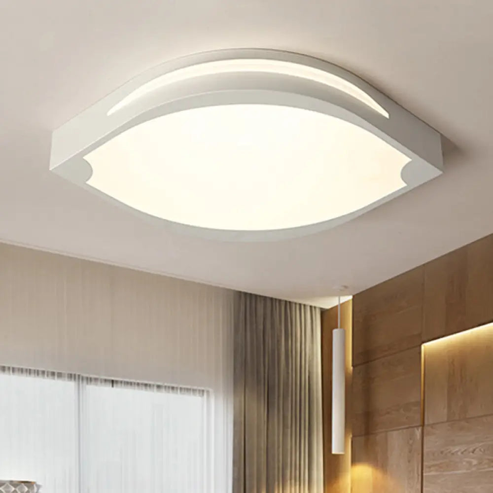 Leaf Shaped Ceiling Light - Contemporary Design Led Acrylic Flush Pendant White With Warm/White