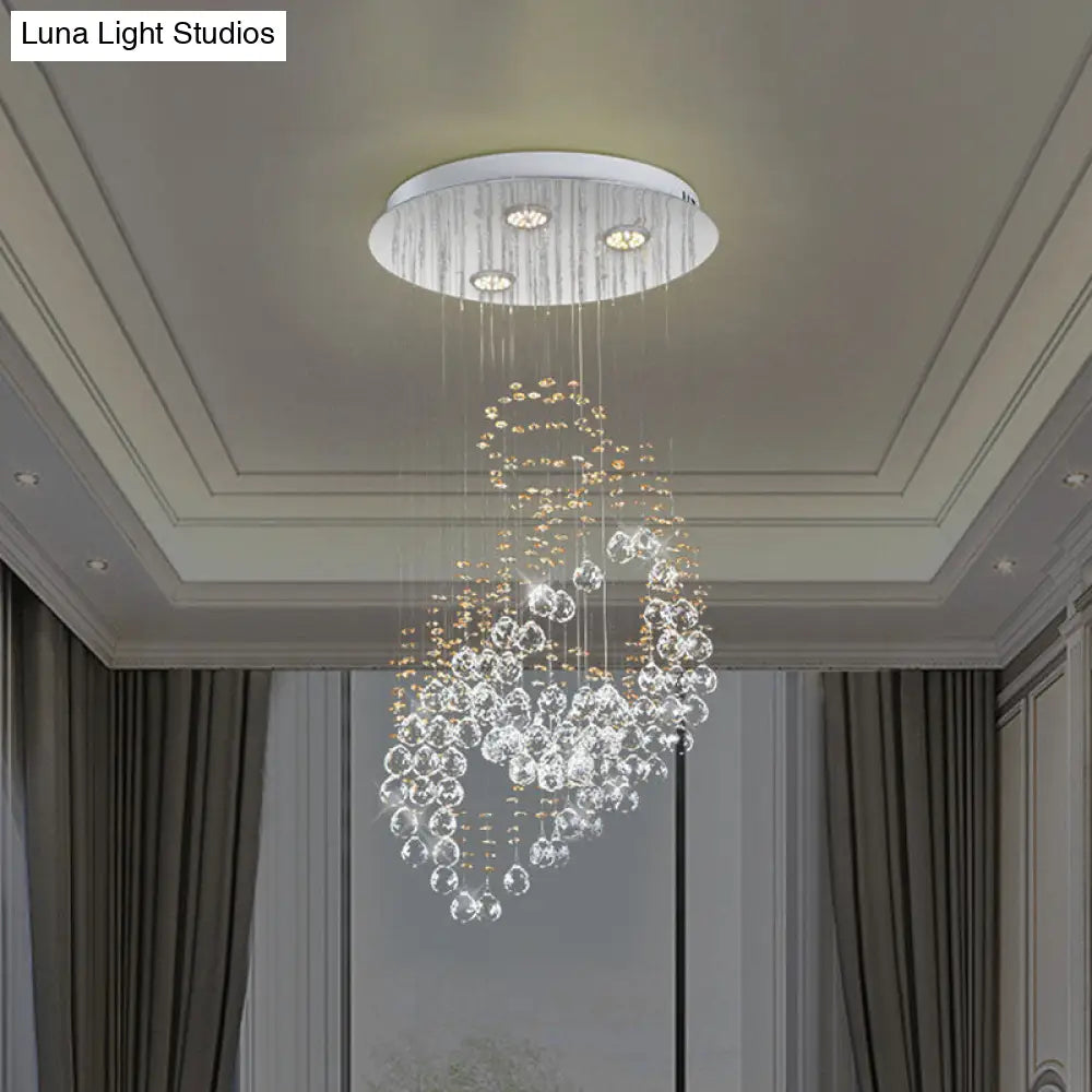 Modern Led Crystal Cluster Pendant Light With Leaf Design - Perfect For Bedroom