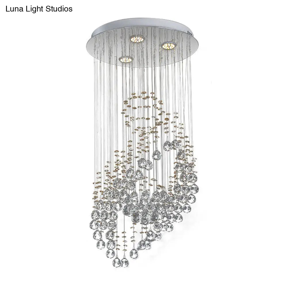 Modern Led Crystal Cluster Pendant Light With Leaf Design - Perfect For Bedroom