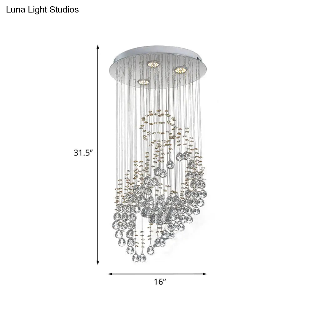 Modern Led Crystal Cluster Pendant Light With Leaf Design - Perfect For Bedroom