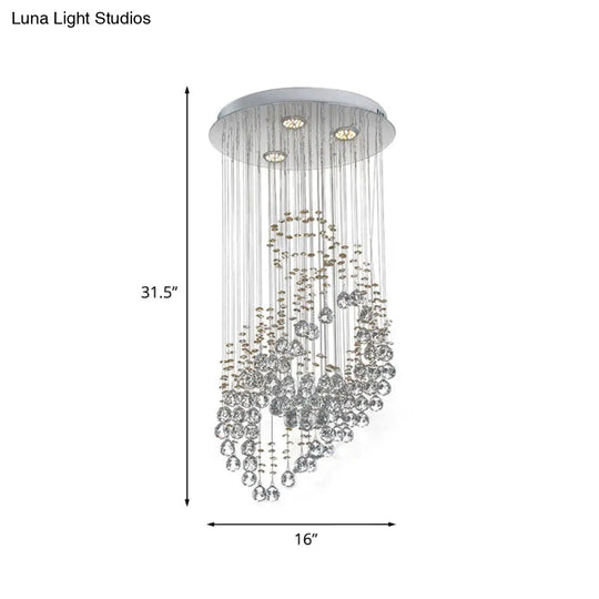 Modern Led Crystal Cluster Pendant Light With Leaf Design - Perfect For Bedroom