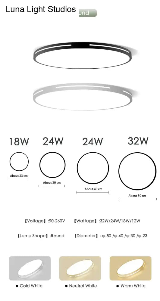 Leah -Modern Led Ceiling Light Lamp Lighting Fixture Surface Mount Flush Remote Control Dimmable 18W