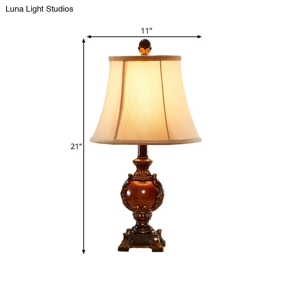 Traditional Style Empire Guest Room Desk Light With Urn Base - Brown Table