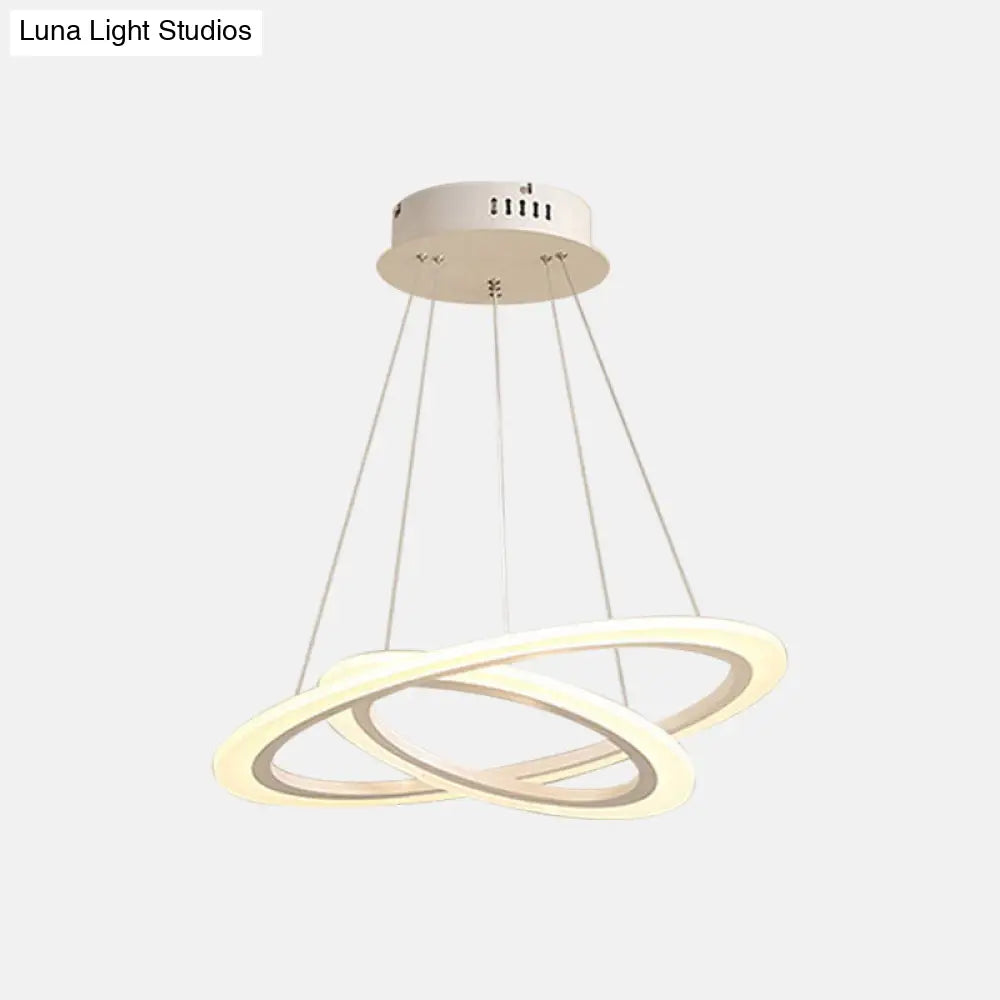 Modern Acrylic Led Chandelier - Coffee Hoop Pendant Light Kit (2/3 Tiered Small/Large Size)