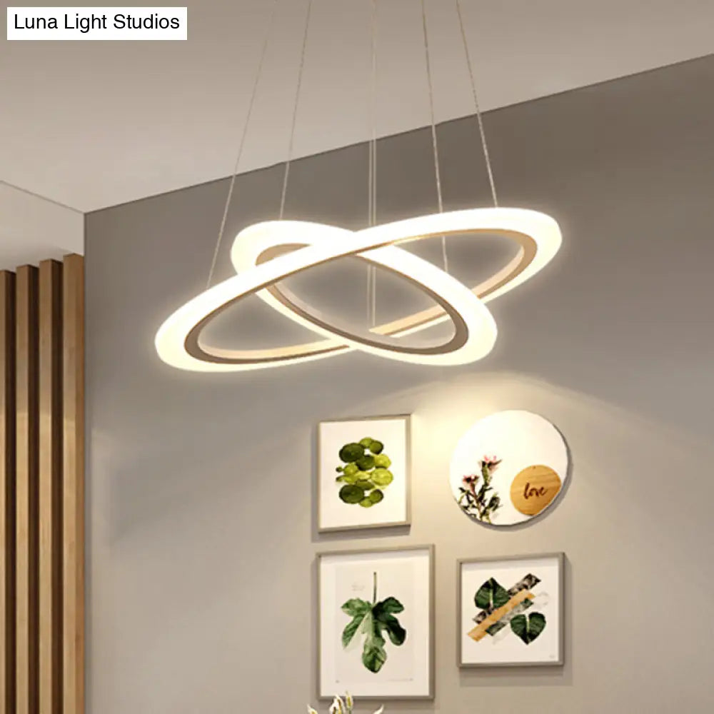 Modern Acrylic Led Chandelier - Coffee Hoop Pendant Light Kit (2/3 Tiered Small/Large Size)