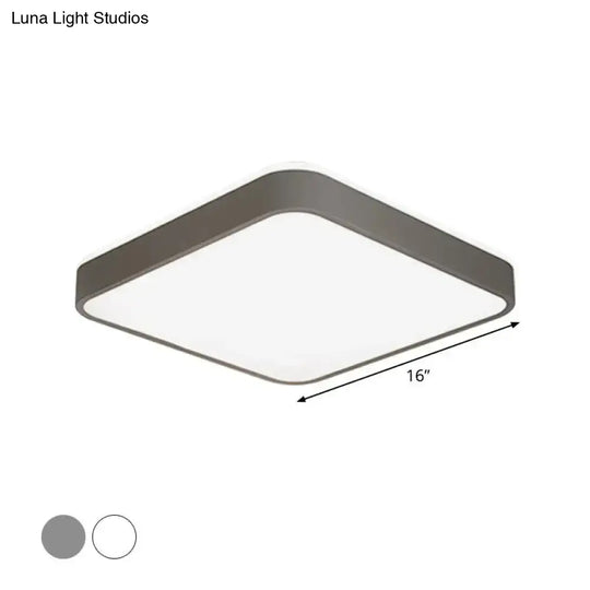 Led Acrylic Ceiling Lamp: Modern Simplicity Flush-Mounted Grey/White Warm/White Light - Bedroom