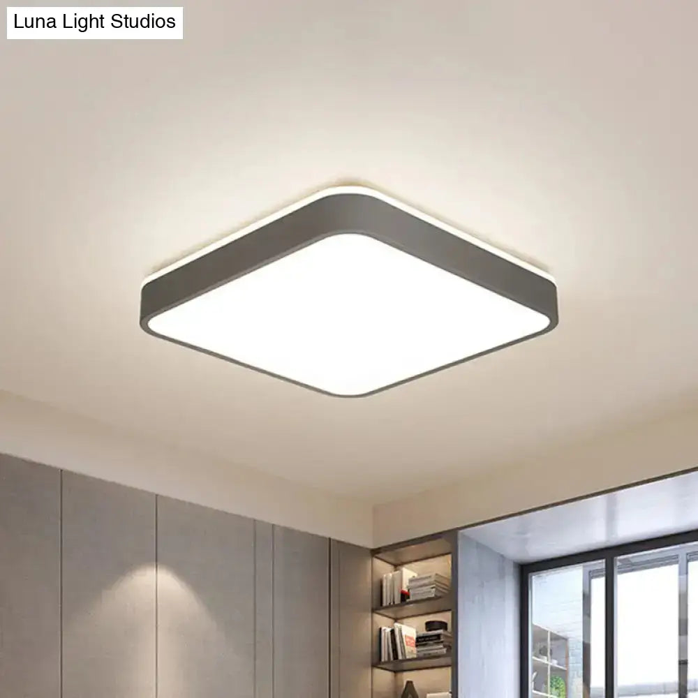 Led Acrylic Ceiling Lamp: Modern Simplicity Flush-Mounted Grey/White Warm/White Light - Bedroom