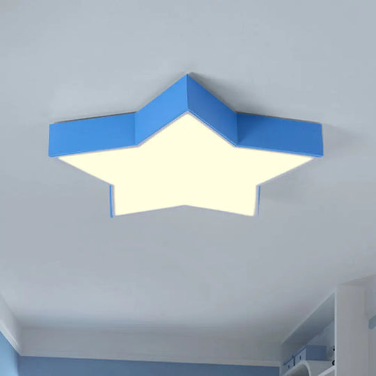 Led Acrylic Ceiling Light For Childs Room - Simplistic Star Design Flush Mount Blue / 18 Warm