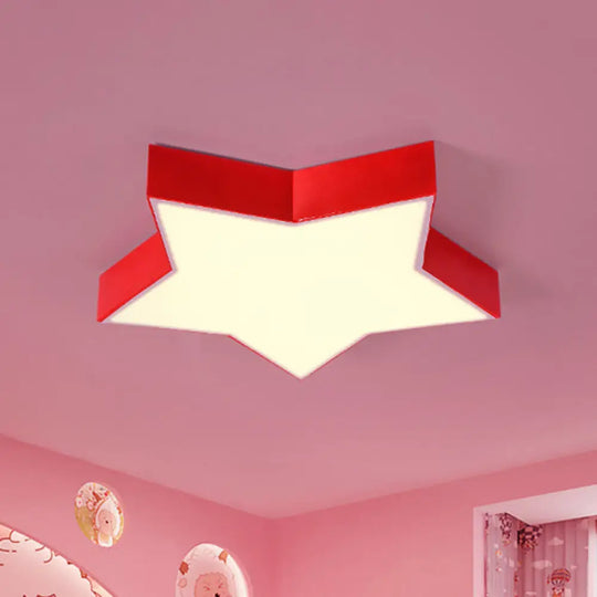 Led Acrylic Ceiling Light For Childs Room - Simplistic Star Design Flush Mount Red / 18 Warm