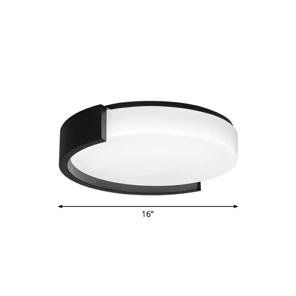 Led Acrylic Ceiling Light: Sleek Flush - Mount Fixture For Bedrooms Black / 16’ White