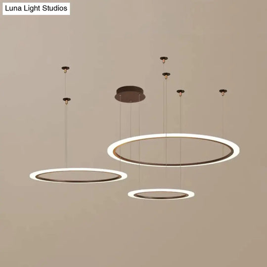 Acrylic Led Chandelier - Simple Multi-Circle Design For Living Room Suspension Lighting Coffee / 3