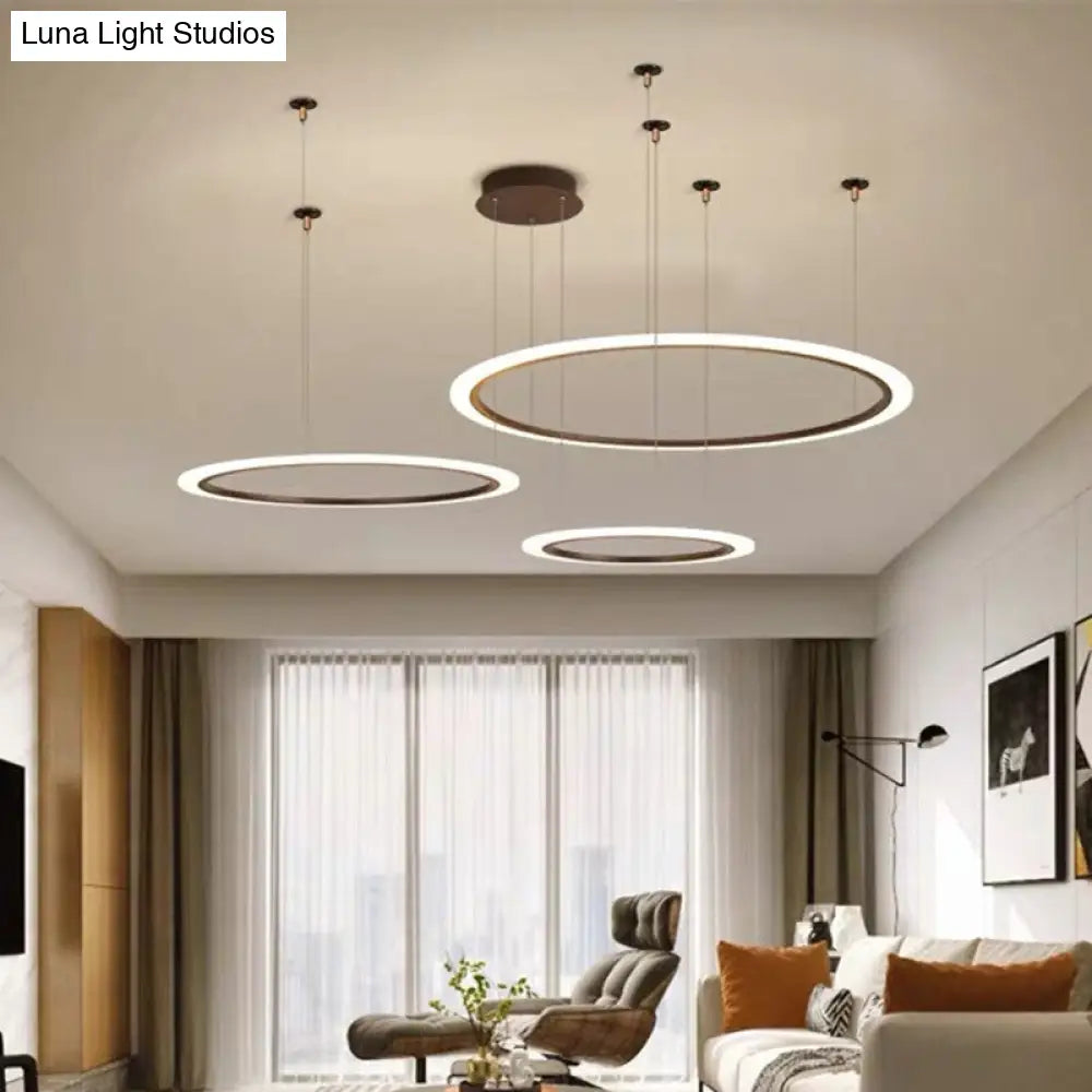 Led Acrylic Chandelier - Modern Multi-Circle Suspension Lamp For Living Room Ceiling