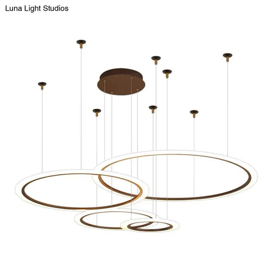 Acrylic Led Chandelier - Simple Multi-Circle Design For Living Room Suspension Lighting