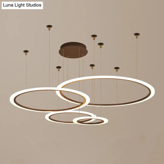 Acrylic Led Chandelier - Simple Multi-Circle Design For Living Room Suspension Lighting Coffee / 4